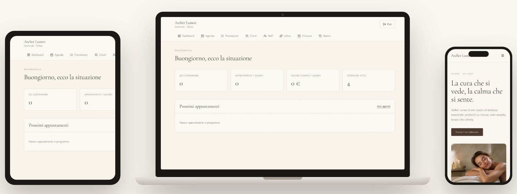 Gestionale su tablet, computer e telefono